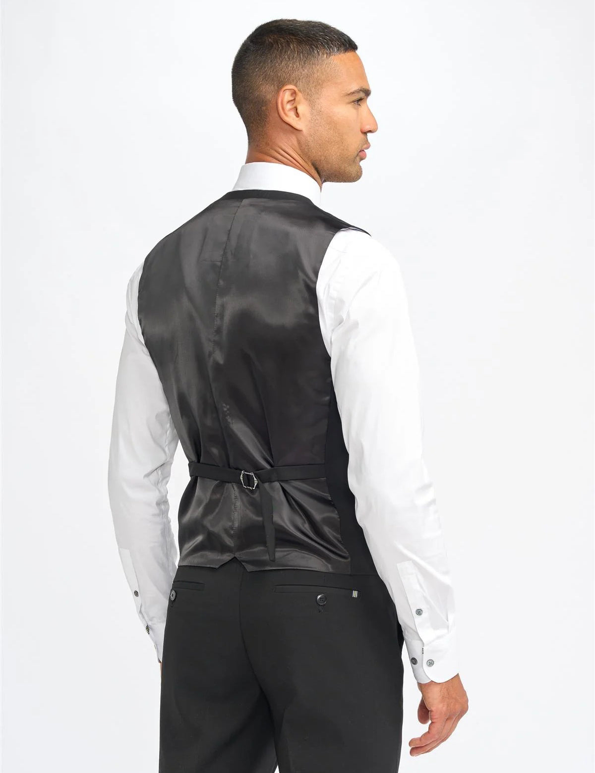 MALIBU – PLAIN BLACK TAILORED WAISTCOAT