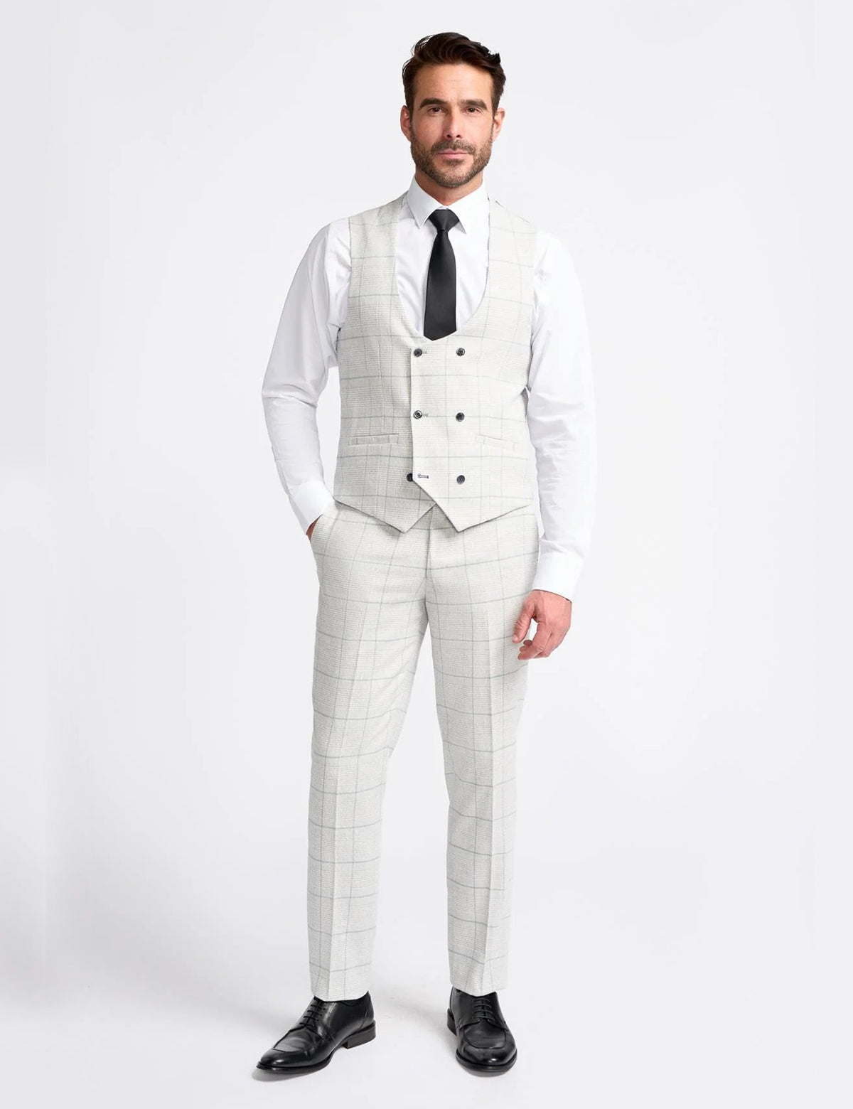 RADHIKA MENS SLIM FIT WHITE THREE PIECE SUIT