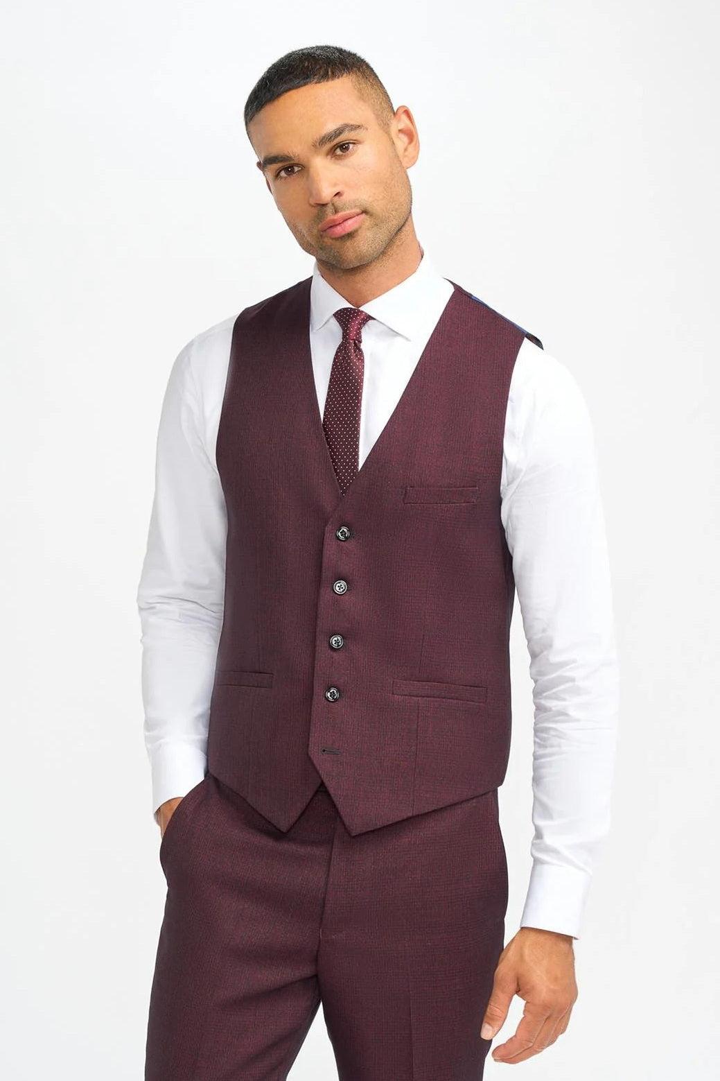 CAVANI – CARIDI MEN’S WINE CHECK WAISTCOAT