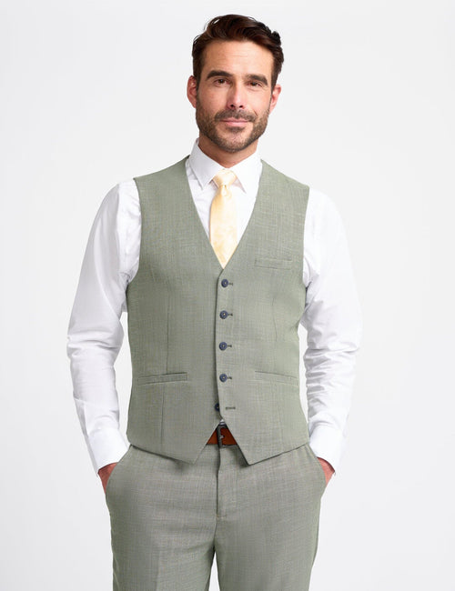 MIAMI – SAGE GREEN LINEN BLEND WAISTCOAT