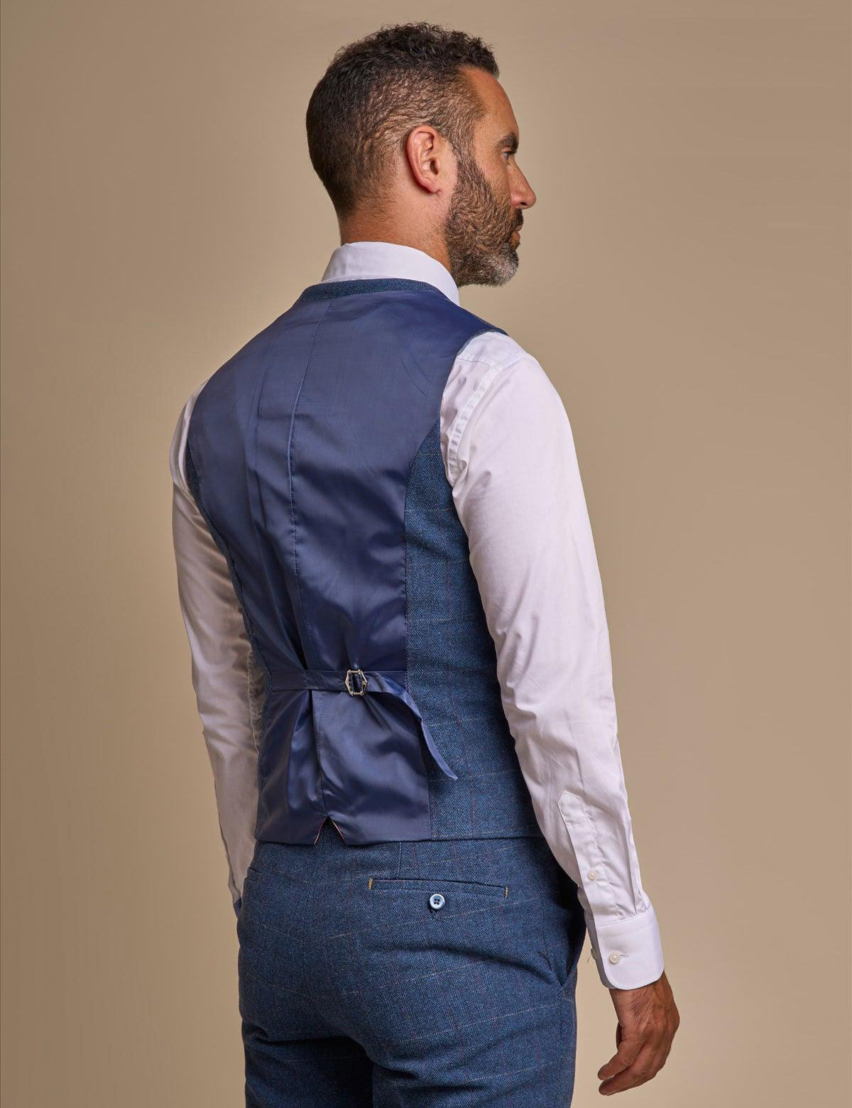 CARNEGI BLUE TWEED CHECK WAISTCOAT