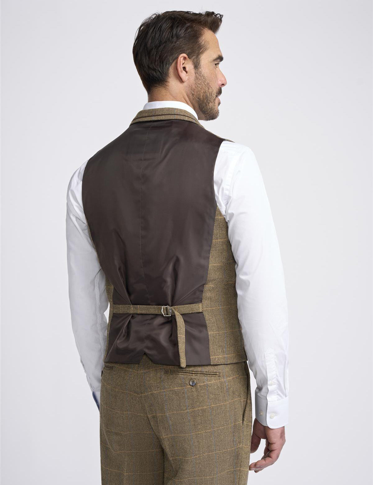 MENS ALBERT BROWN TWEED THREE PIECE SUIT