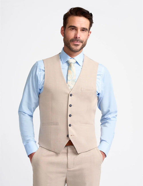 MIAMI – STONE LINEN BLEND TAILORED WAISTCOAT