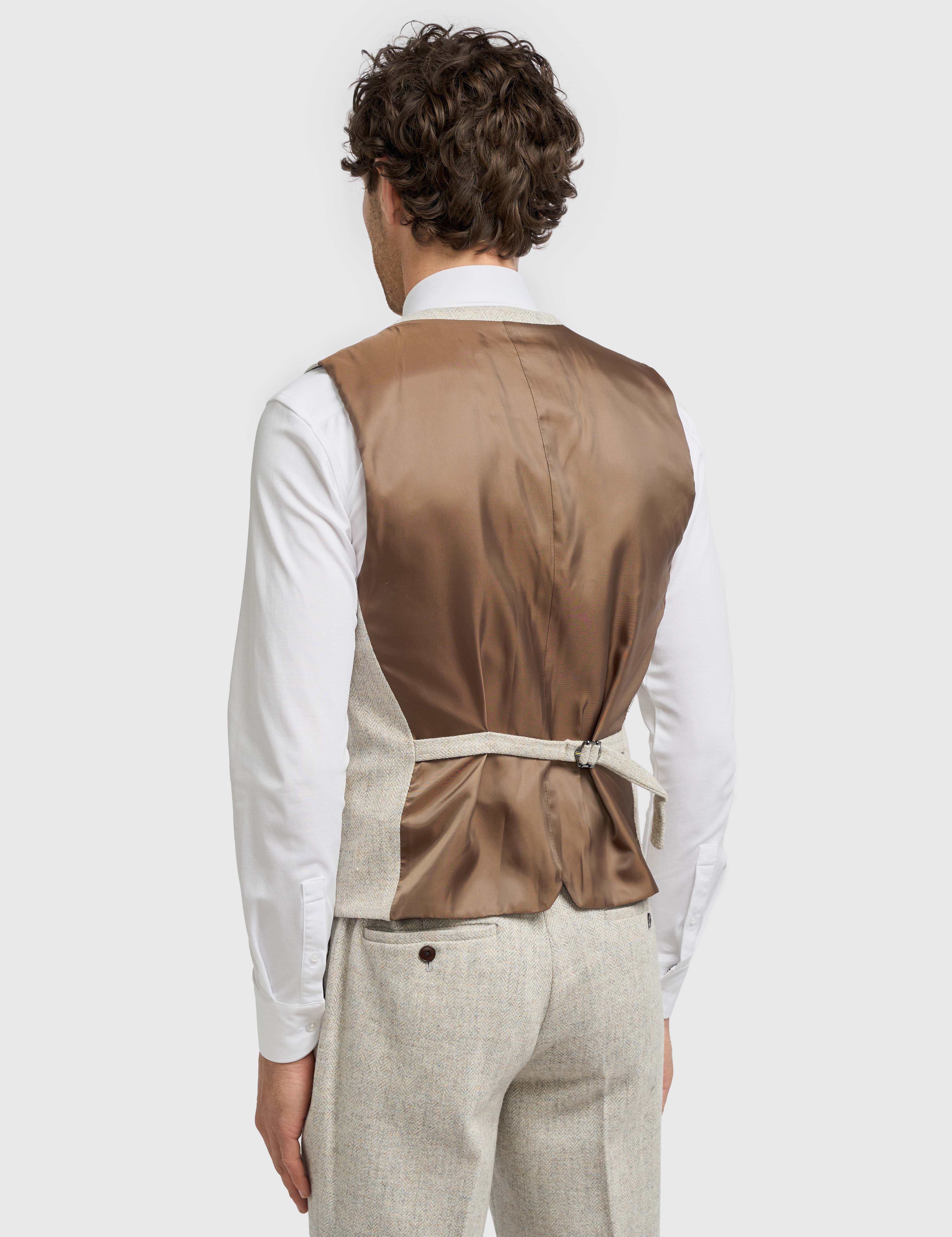 CAVANI – Thomas Tailored Suit Wool Pearl Grey Herringbone
