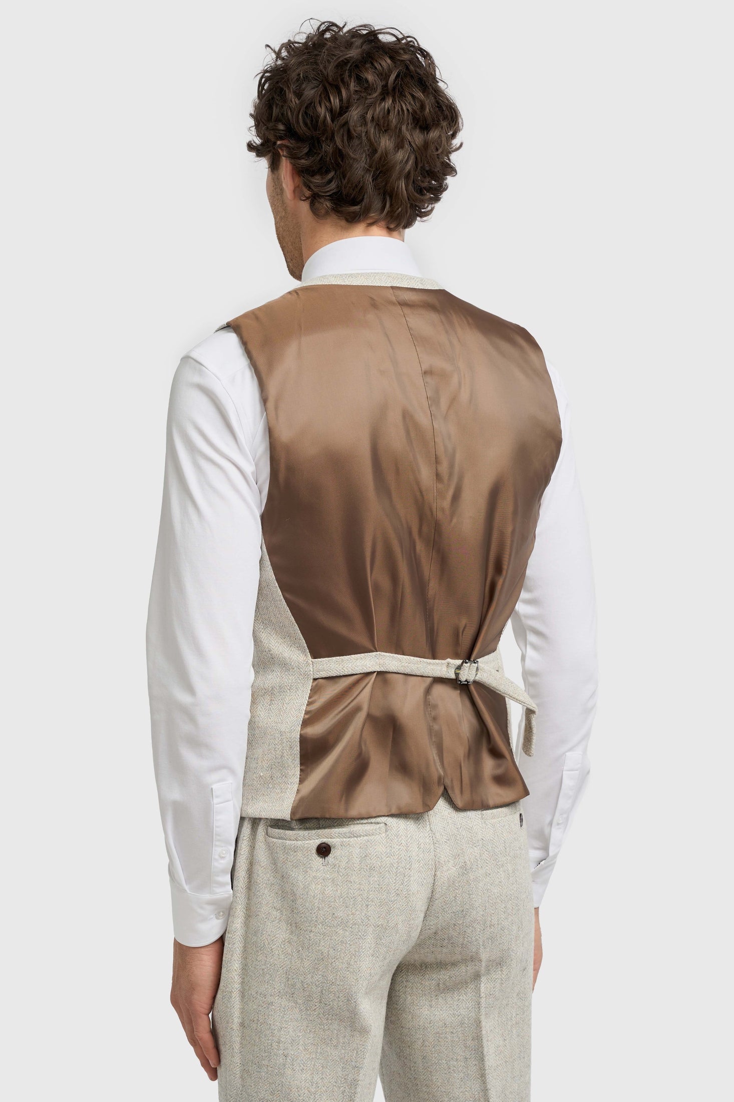 CAVANI – Thomas Tailored Suit Wool Pearl Grey Herringbone