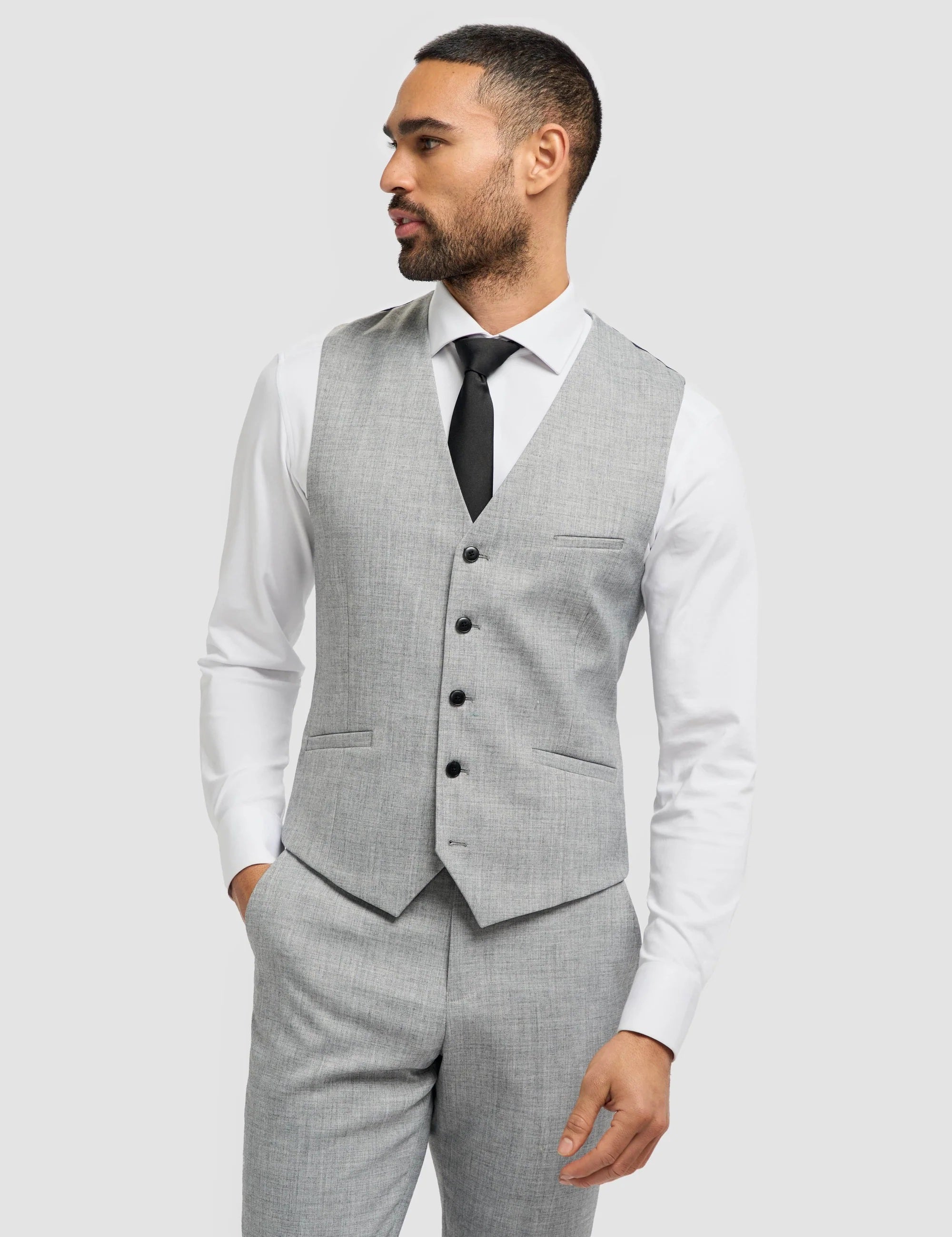 Cavani – Malibu Grey Sharkskin Tailored Waistcoat