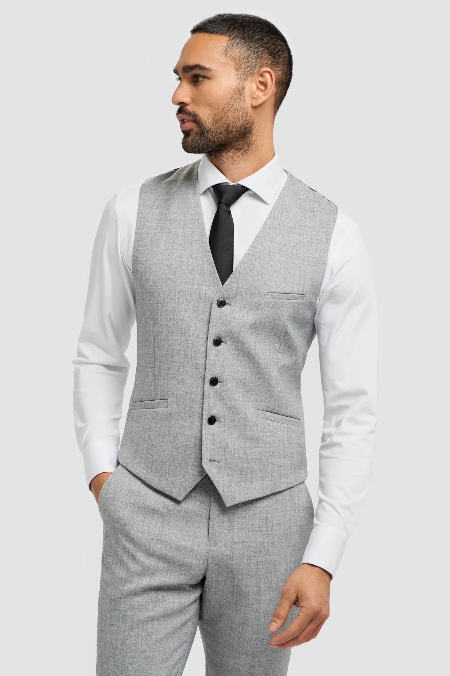 Cavani – Malibu Grey Sharkskin Tailored Waistcoat