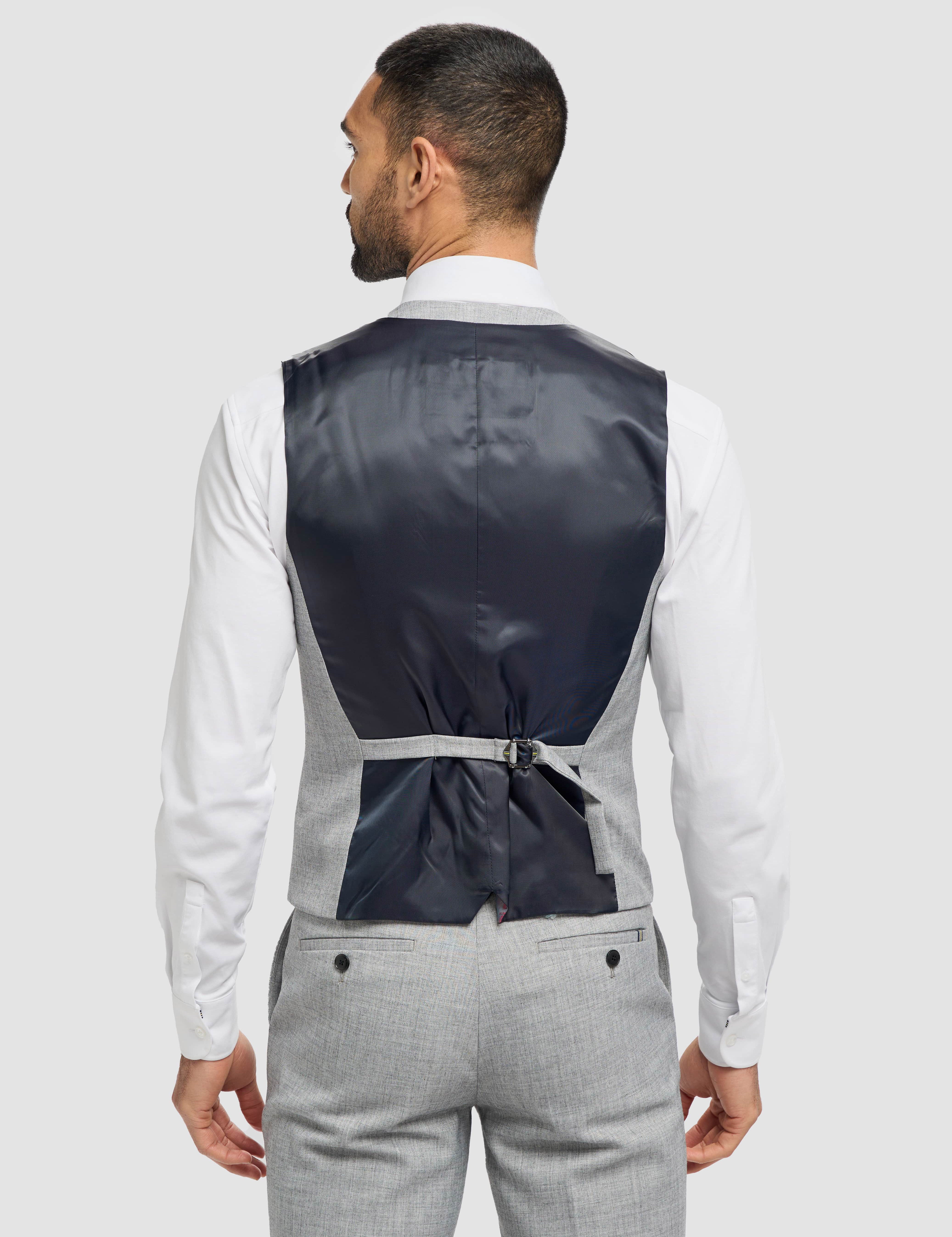 Cavani – Malibu Grey Sharkskin Tailored Waistcoat