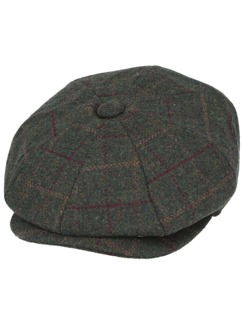 WOOL BLEND TWEED CHECK NEWSBOY CAP