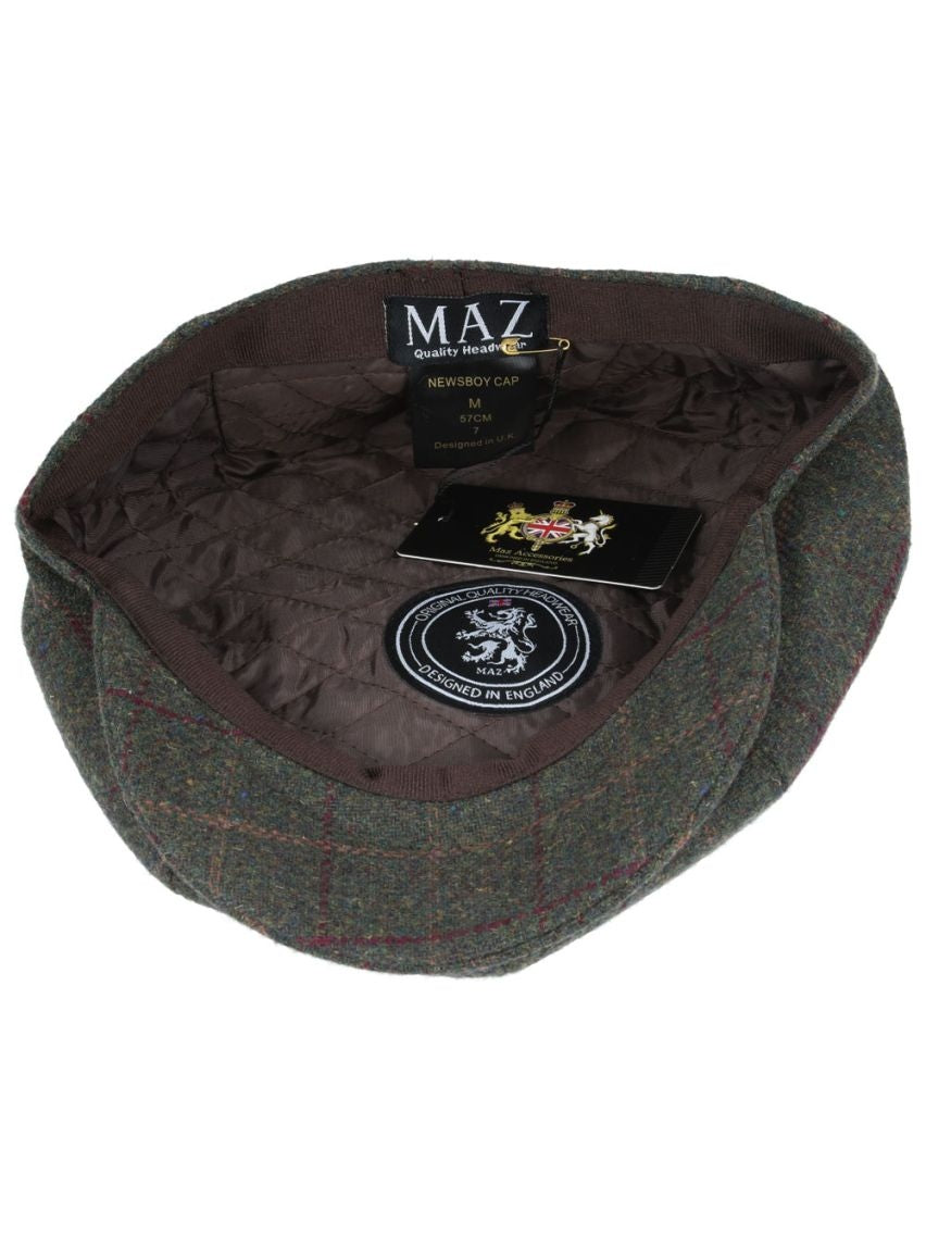 WOOL BLEND TWEED CHECK NEWSBOY CAP