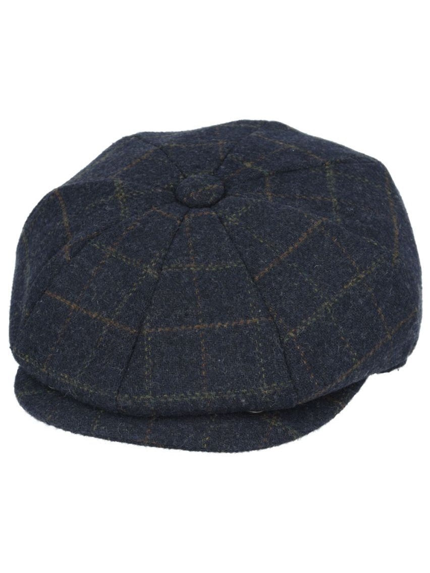 WOOL BLEND TWEED CHECK NEWSBOY CAP