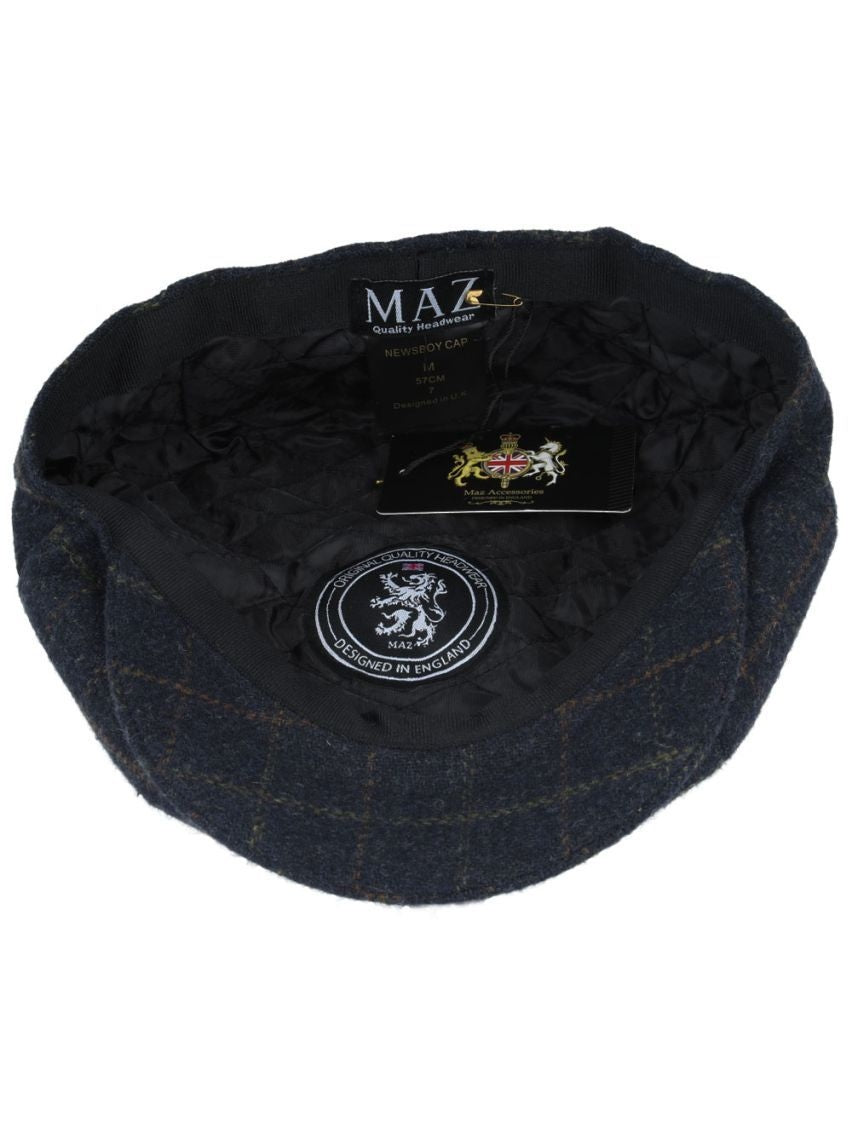 WOOL BLEND TWEED CHECK NEWSBOY CAP