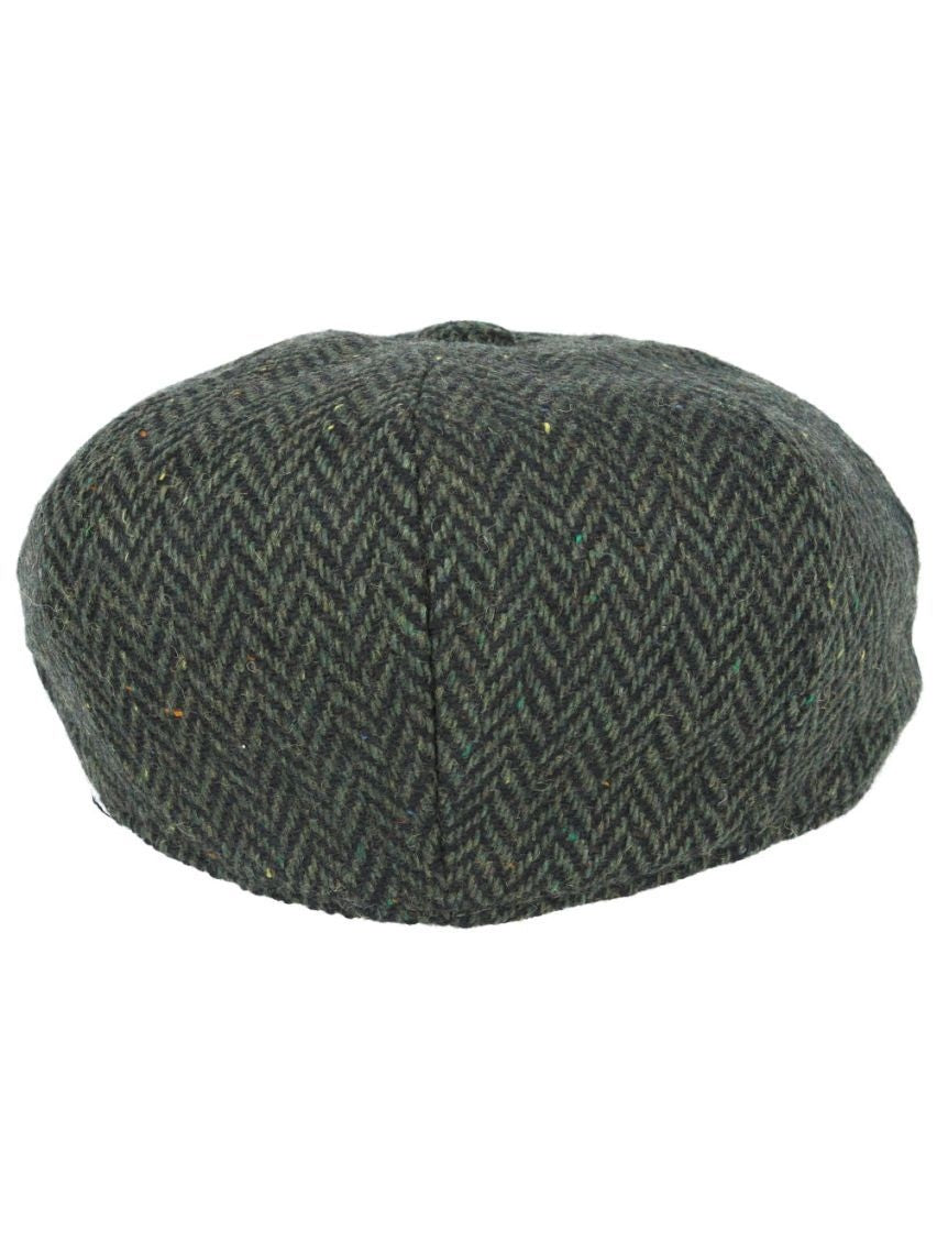 HERRINGBONE WOOL BLEND NEWSBOY FLAT CAP