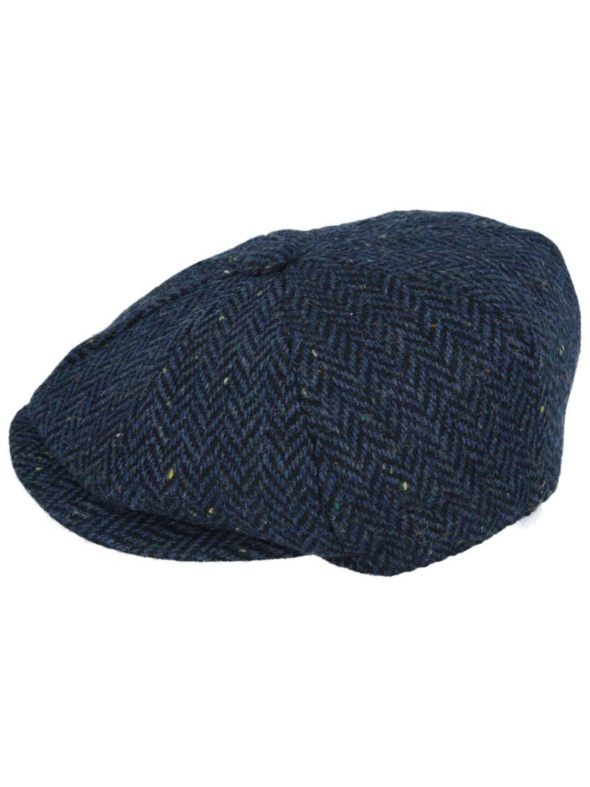 HERRINGBONE WOOL BLEND NEWSBOY FLAT CAP