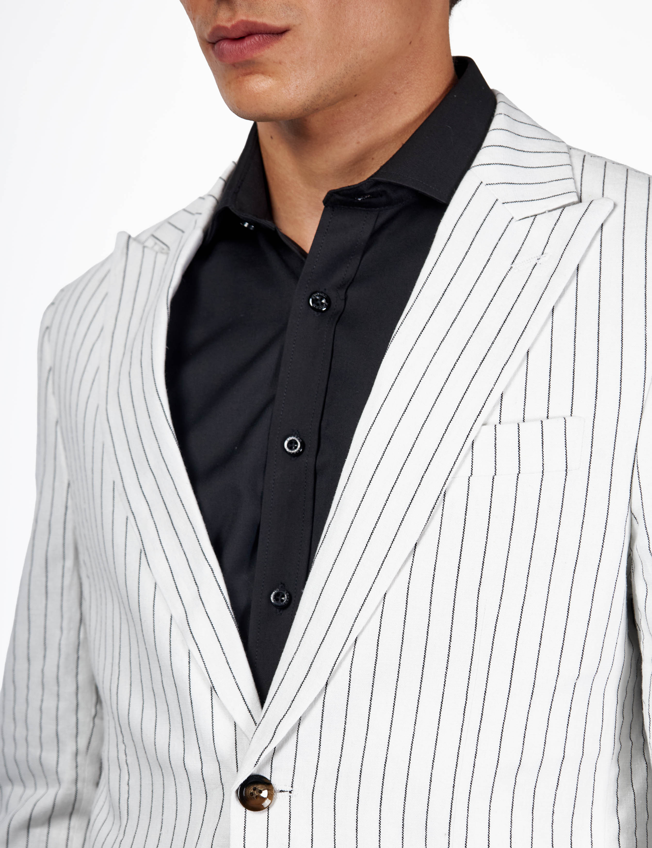 LLOYD – White Pinstripe Pure Linen Jacket