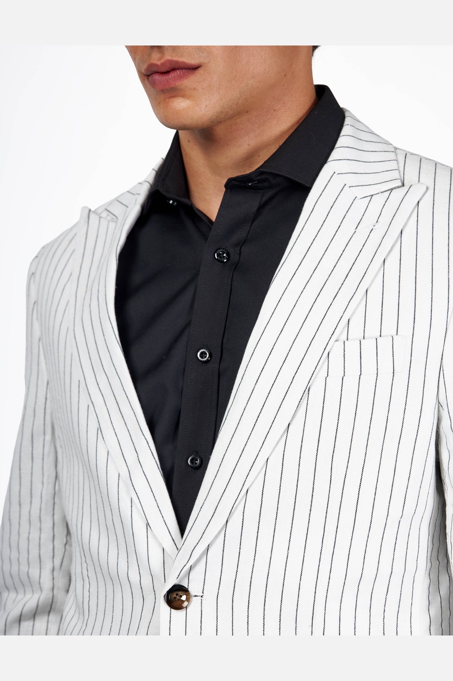 LLOYD – White Pinstripe Pure Linen Jacket