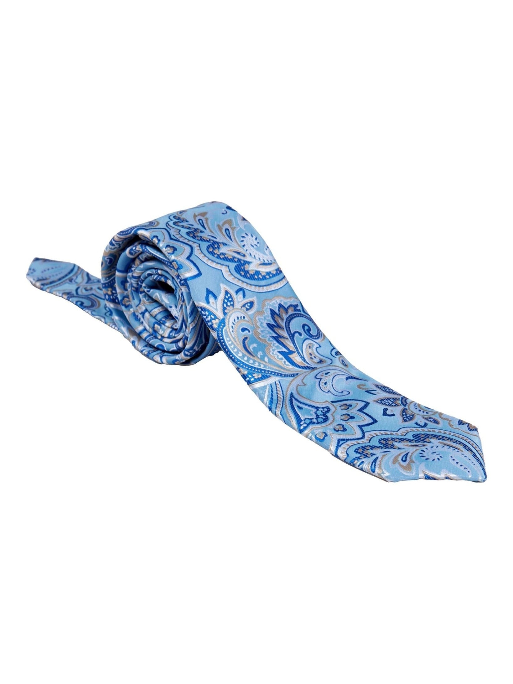 FROZEN BLUE FLORAL PAISLEY NECK TIE SET