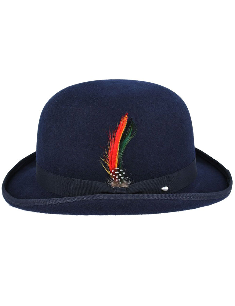 NAVY PURE WOOL BOWLERS HAT