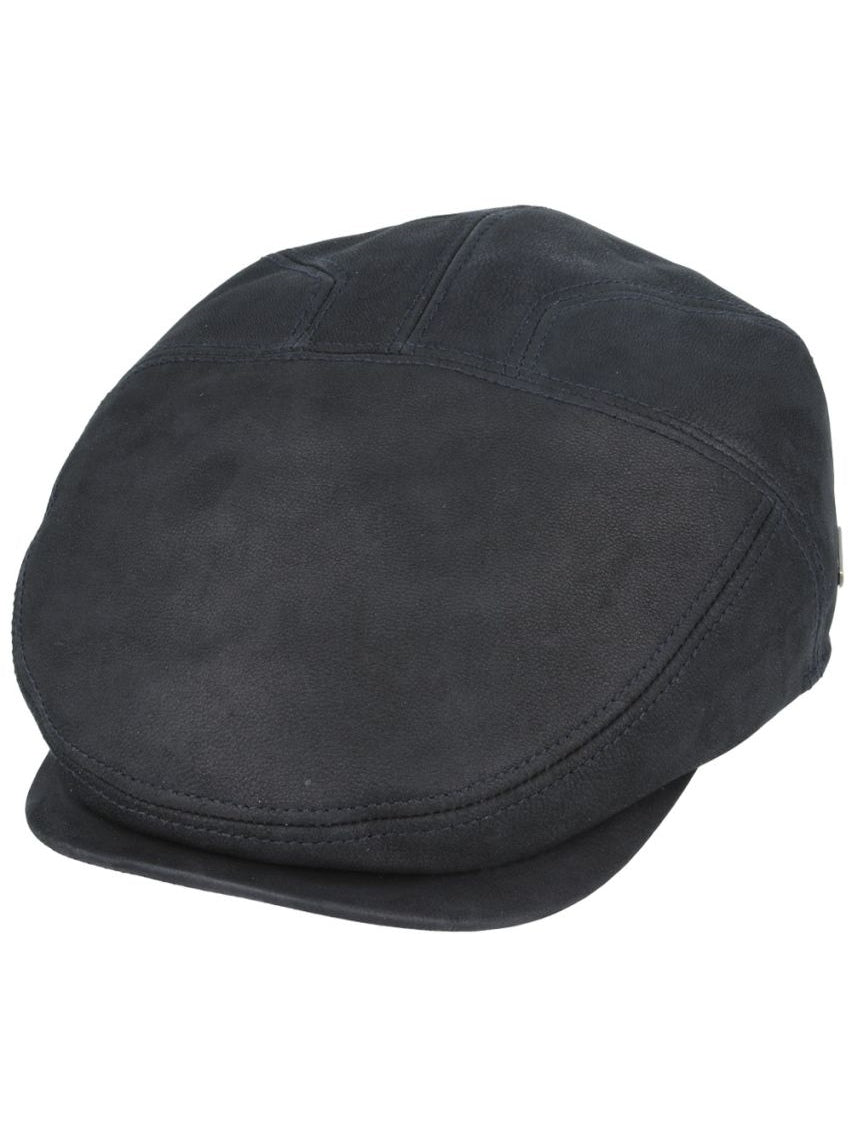 BLACK LEATHER GLADWIN BOND FLAT CAP