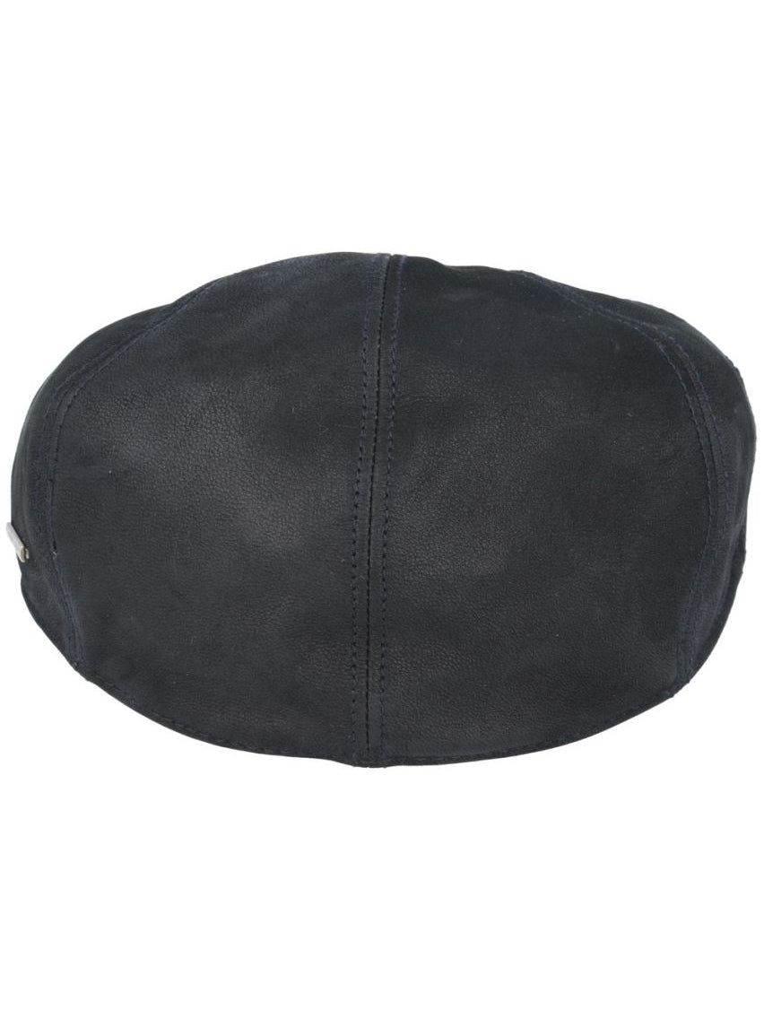 BLACK LEATHER GLADWIN BOND FLAT CAP