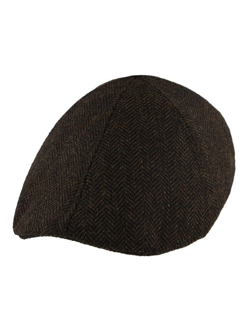 WOOL BLEND HERRINGBONE DUCKBILL FLAT CAP