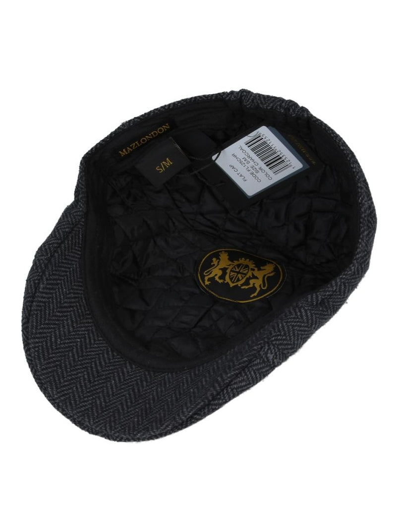 WOOL BLEND HERRINGBONE DUCKBILL FLAT CAP