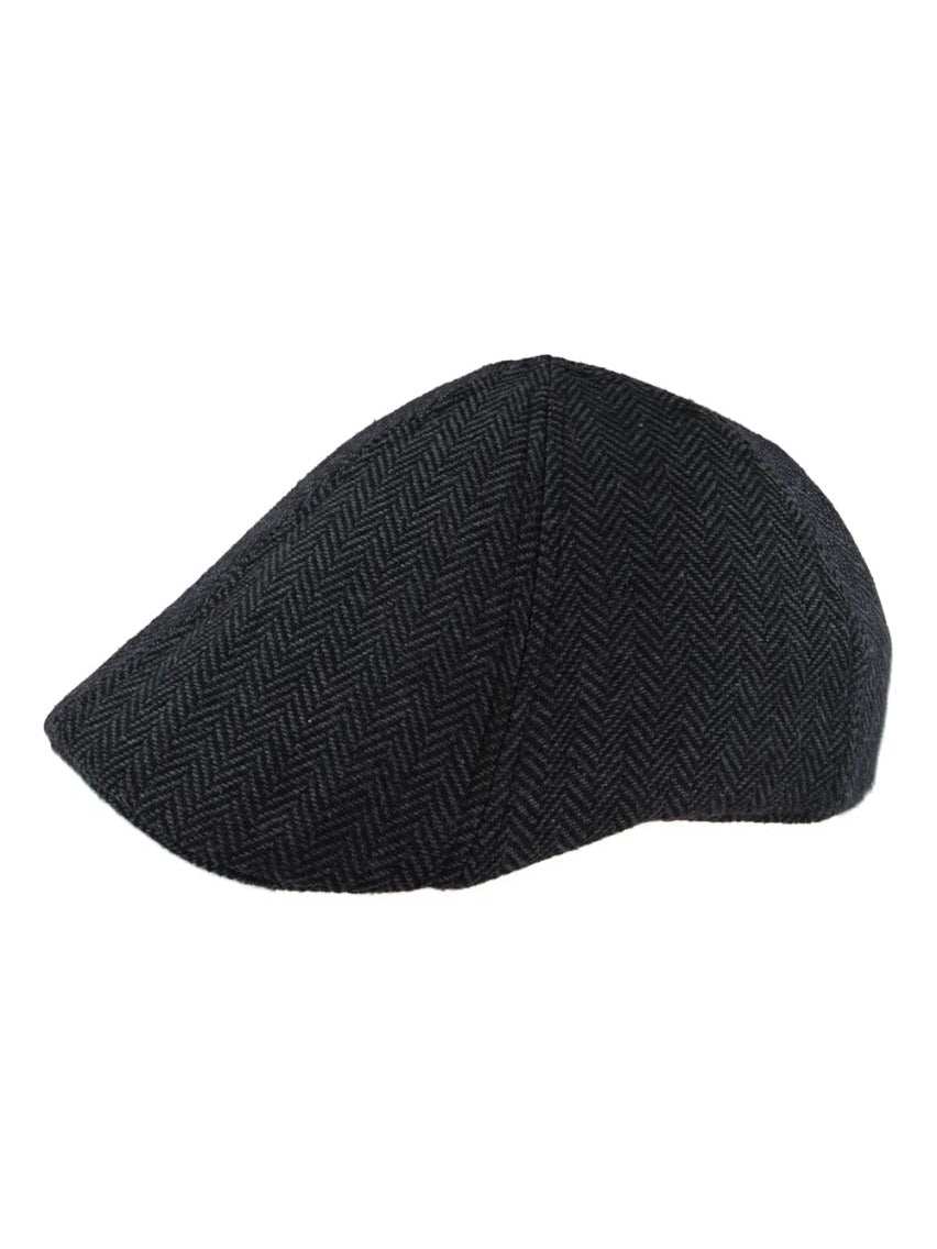 WOOL BLEND HERRINGBONE DUCKBILL FLAT CAP