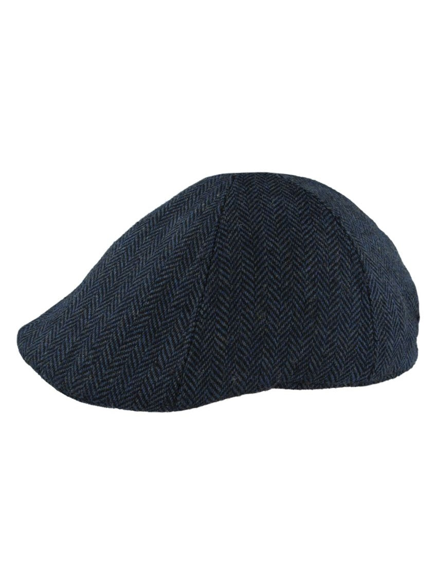 WOOL BLEND HERRINGBONE DUCKBILL FLAT CAP