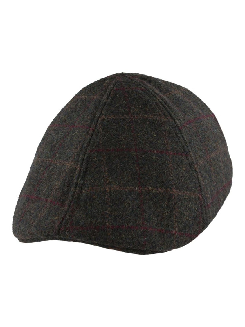 GREEN WOOL BLEND TWEED FLAT CAP