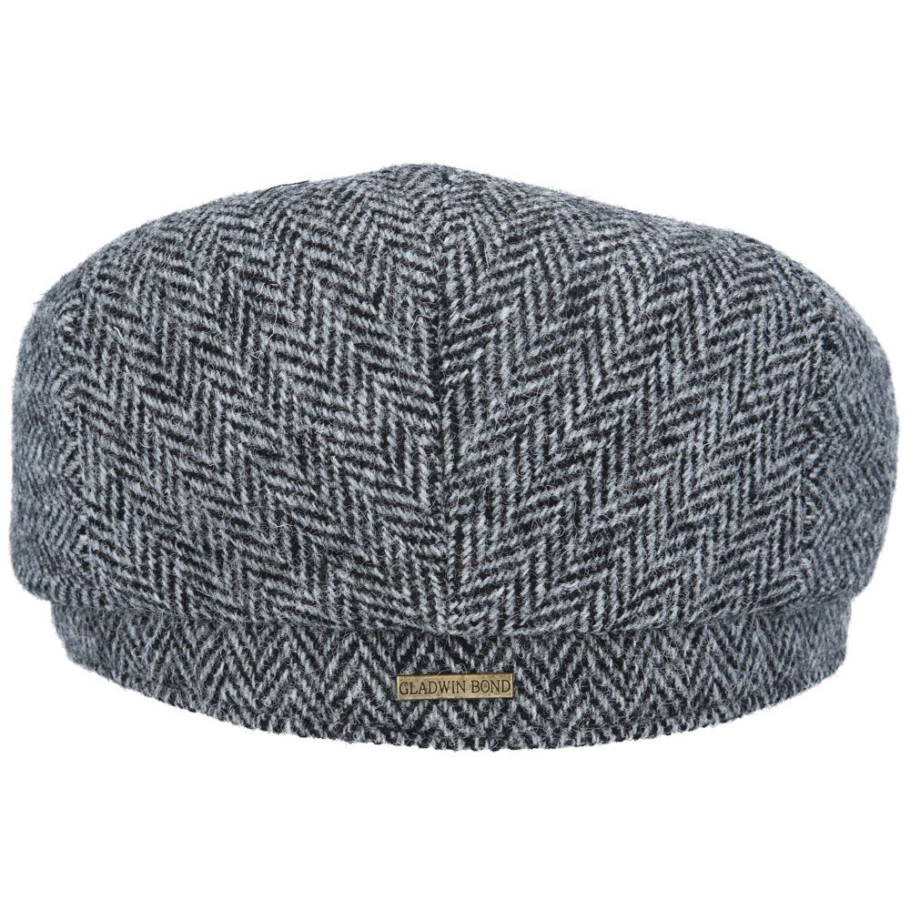 GREY HERRINGBONE PURE SCOTTISH WOOL FLAT CAP