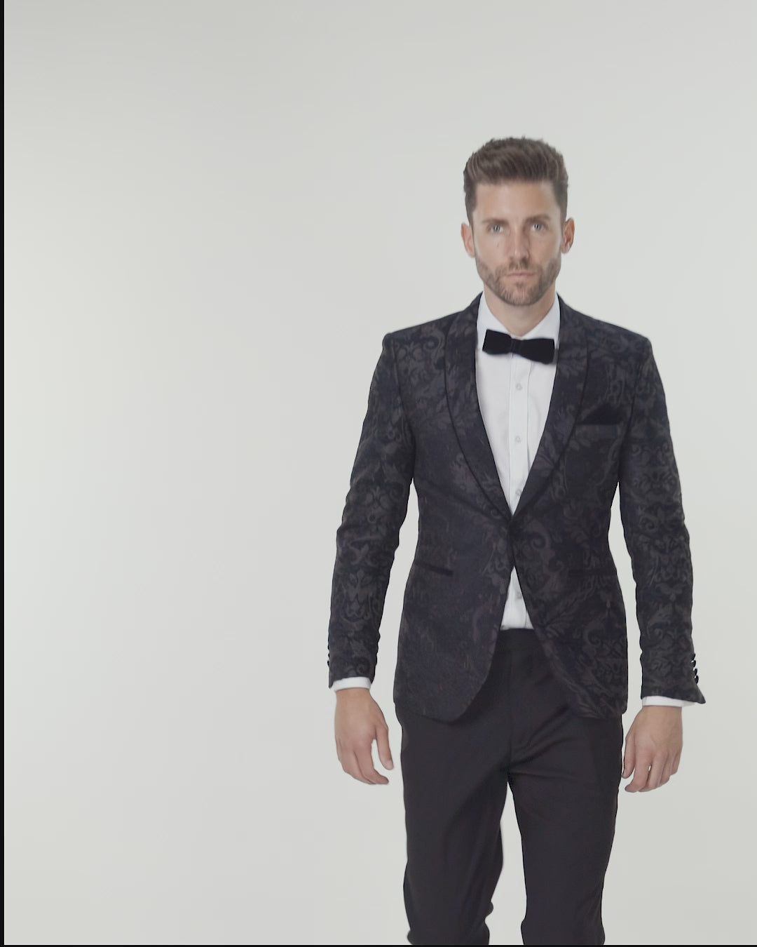 Schwarze Jacquard-Jacke mit Blumenmuster