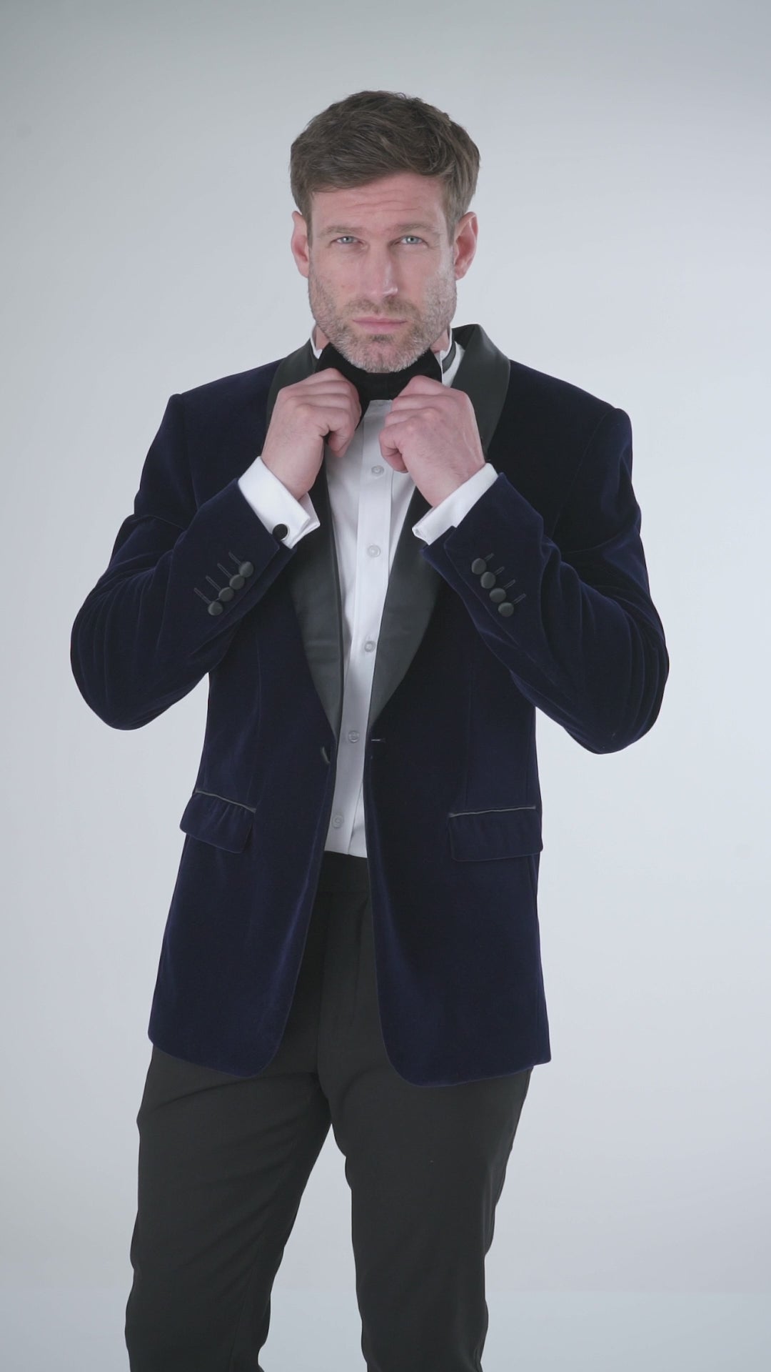 DINNER GARY – NAVY-SMOKINGJACKE AUS WEICHEM SAMT