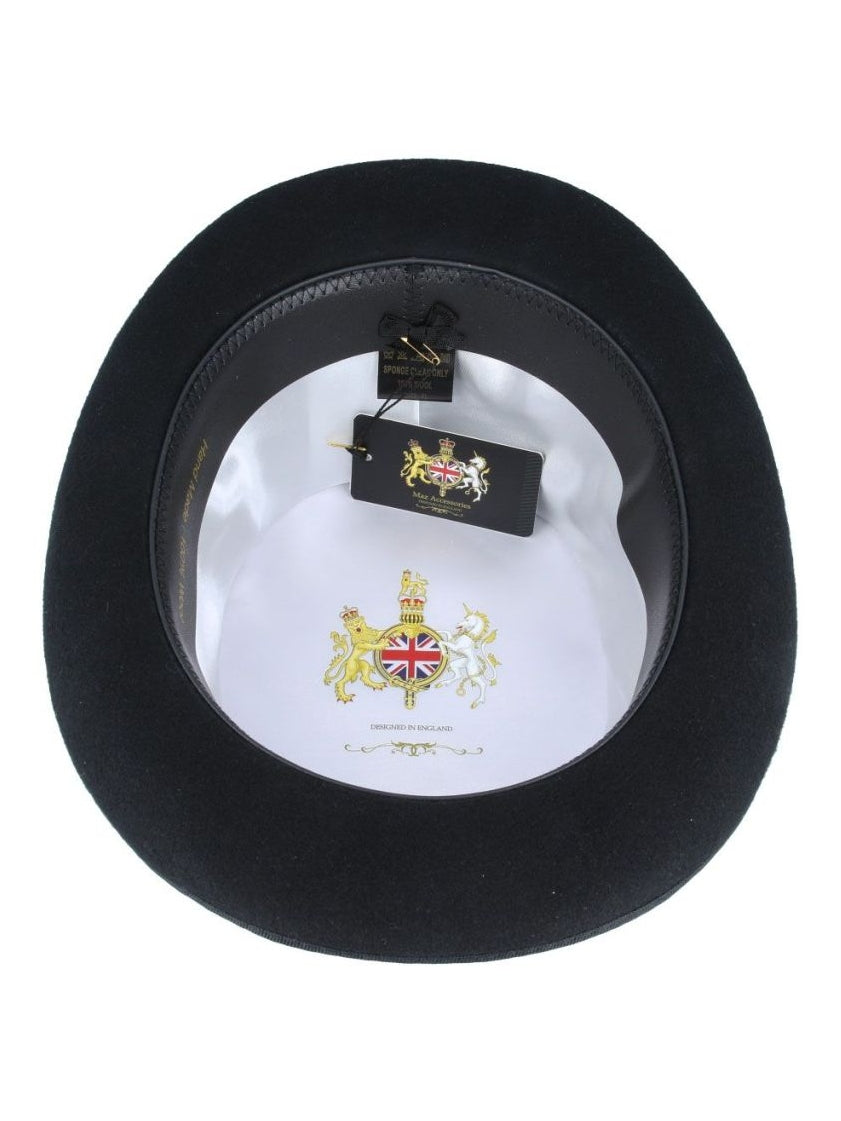 BLACK PURE WOOL TOP HAT WITH FEATHER