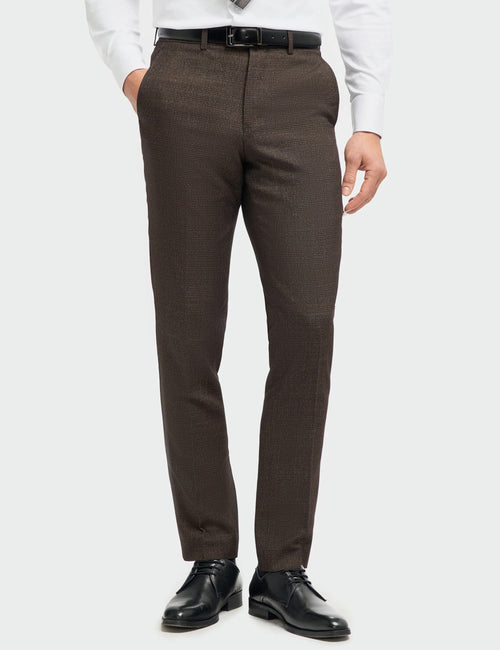 CARIDI – BROWN CHECK TAILORED FIT TROUSERS