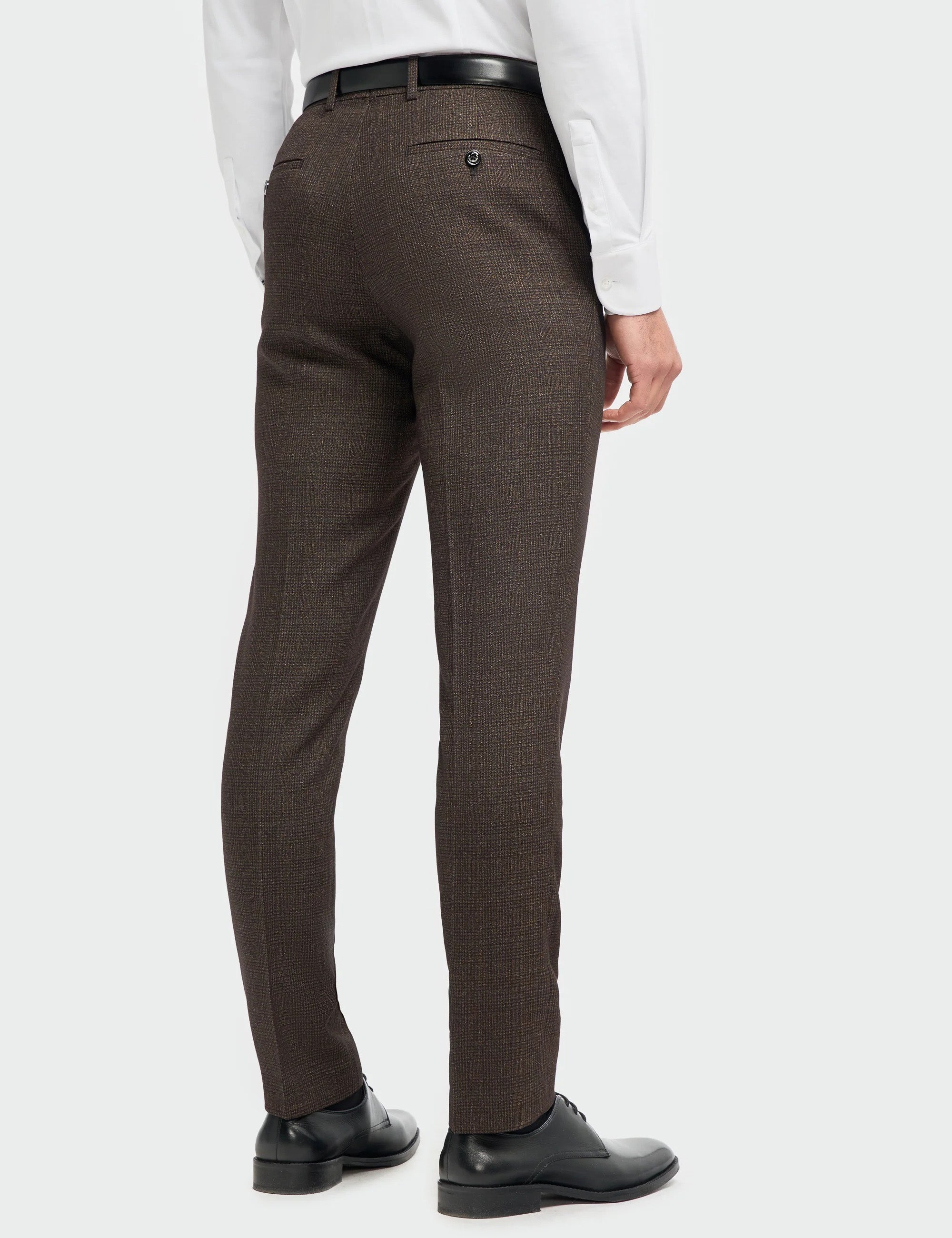 CARIDI – BROWN CHECK TAILORED FIT TROUSERS