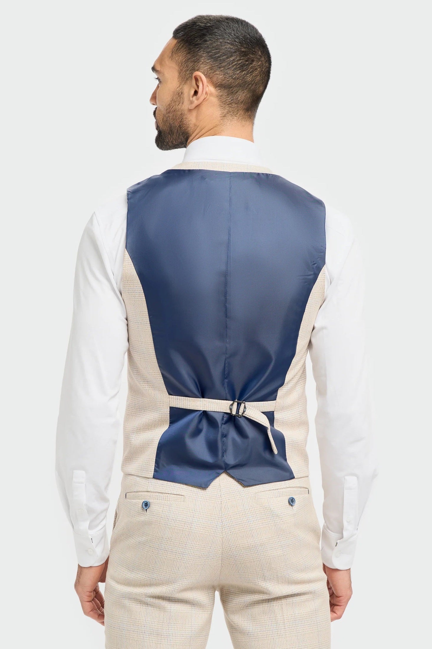 CARIDI - BEIGE CHECK WAISTCOAT