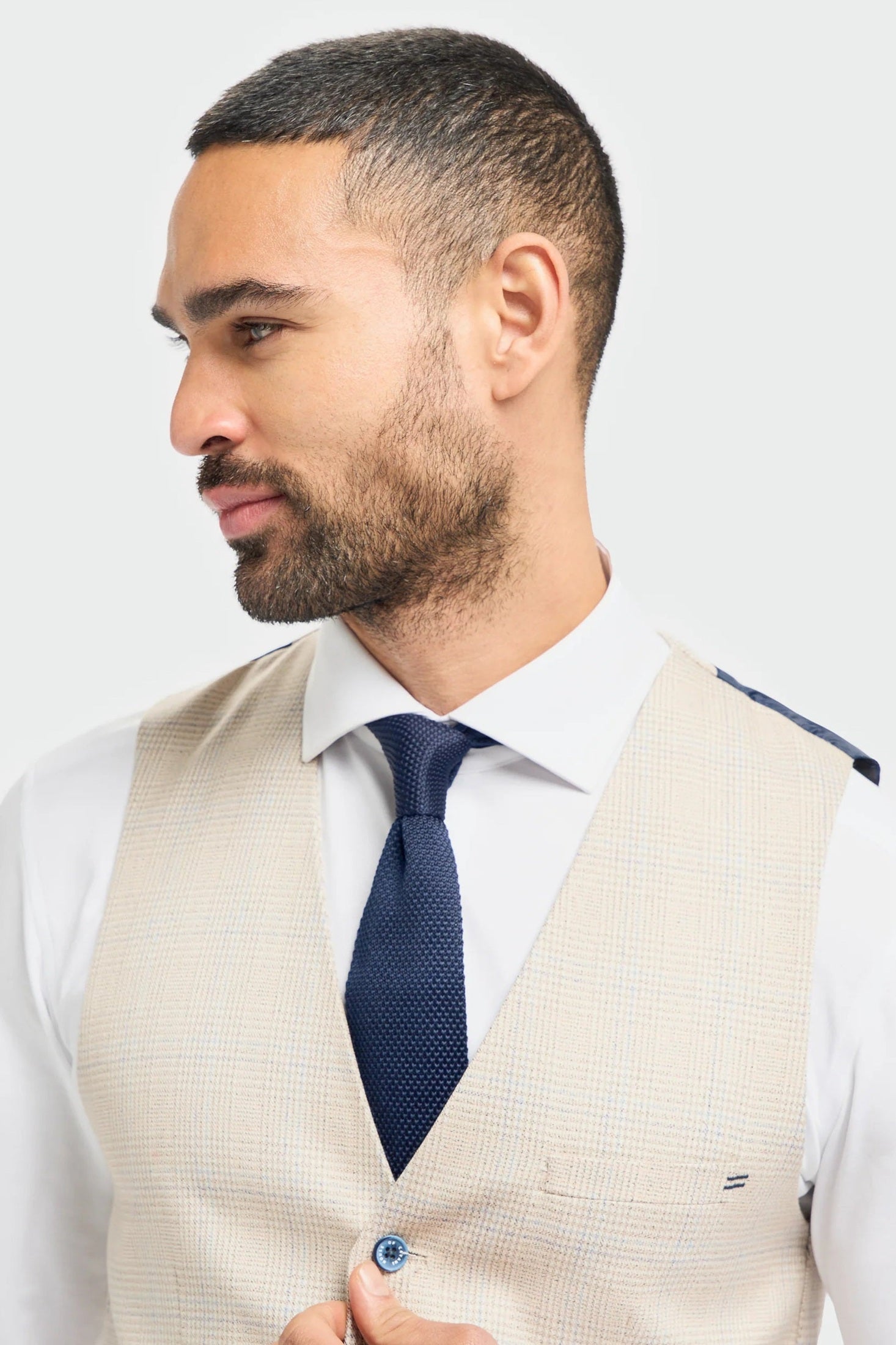 CARIDI - BEIGE CHECK WAISTCOAT