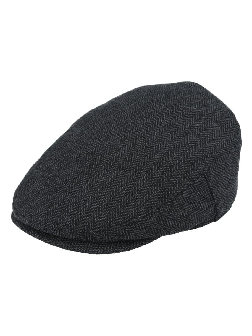 HERRINGBONE WOOL BLEND FLAT CAP