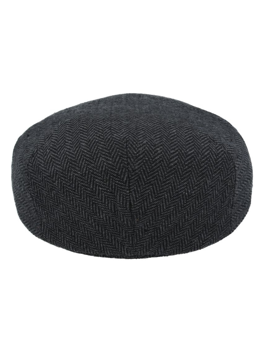 HERRINGBONE WOOL BLEND FLAT CAP