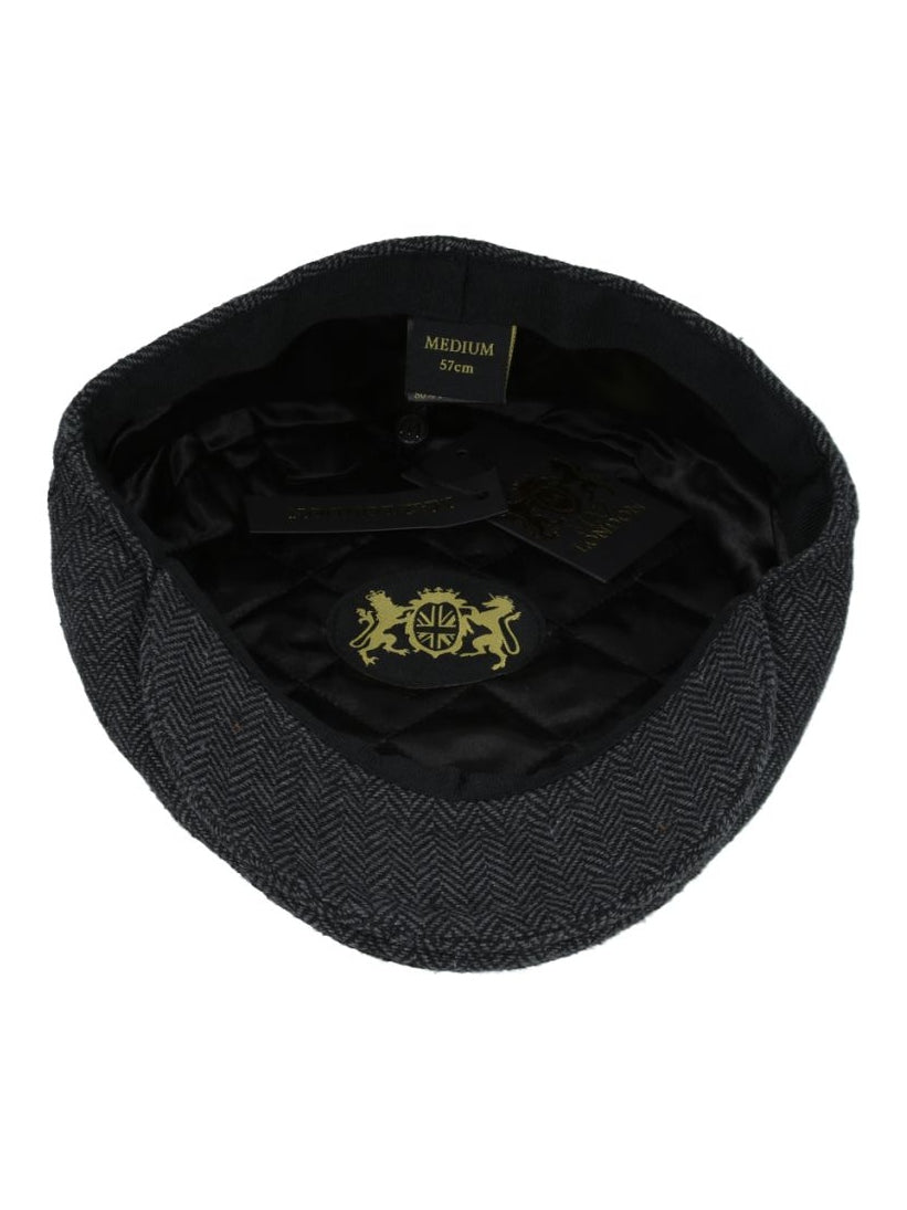 HERRINGBONE WOOL BLEND FLAT CAP