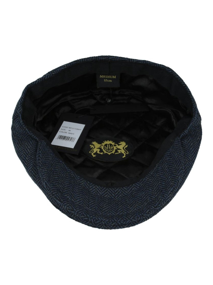 HERRINGBONE WOOL BLEND FLAT CAP