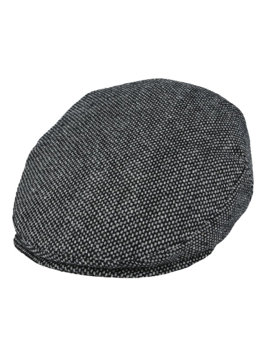 GREY WOOL BLEND TWEED FLAT CAP