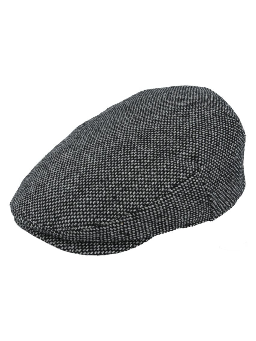 GREY WOOL BLEND TWEED FLAT CAP