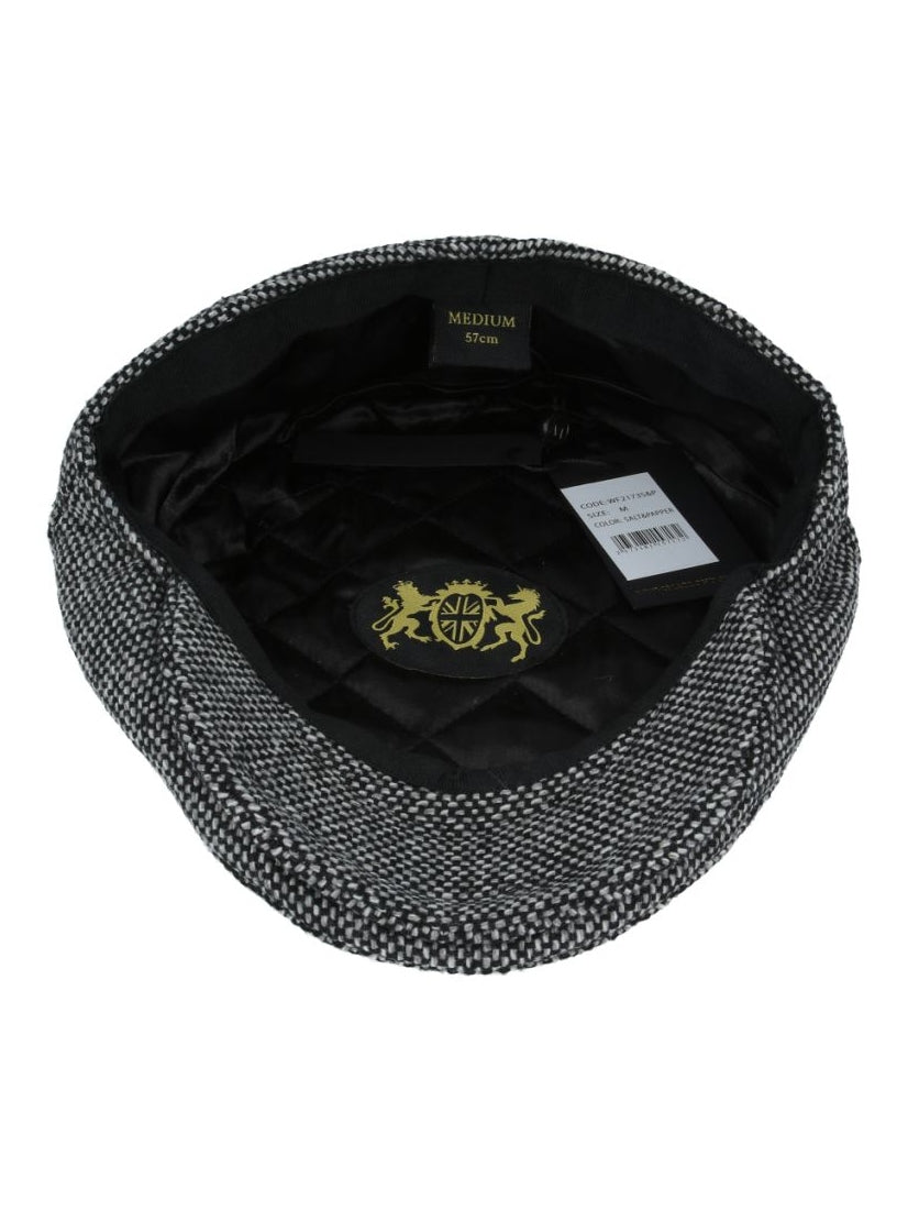GREY WOOL BLEND TWEED FLAT CAP