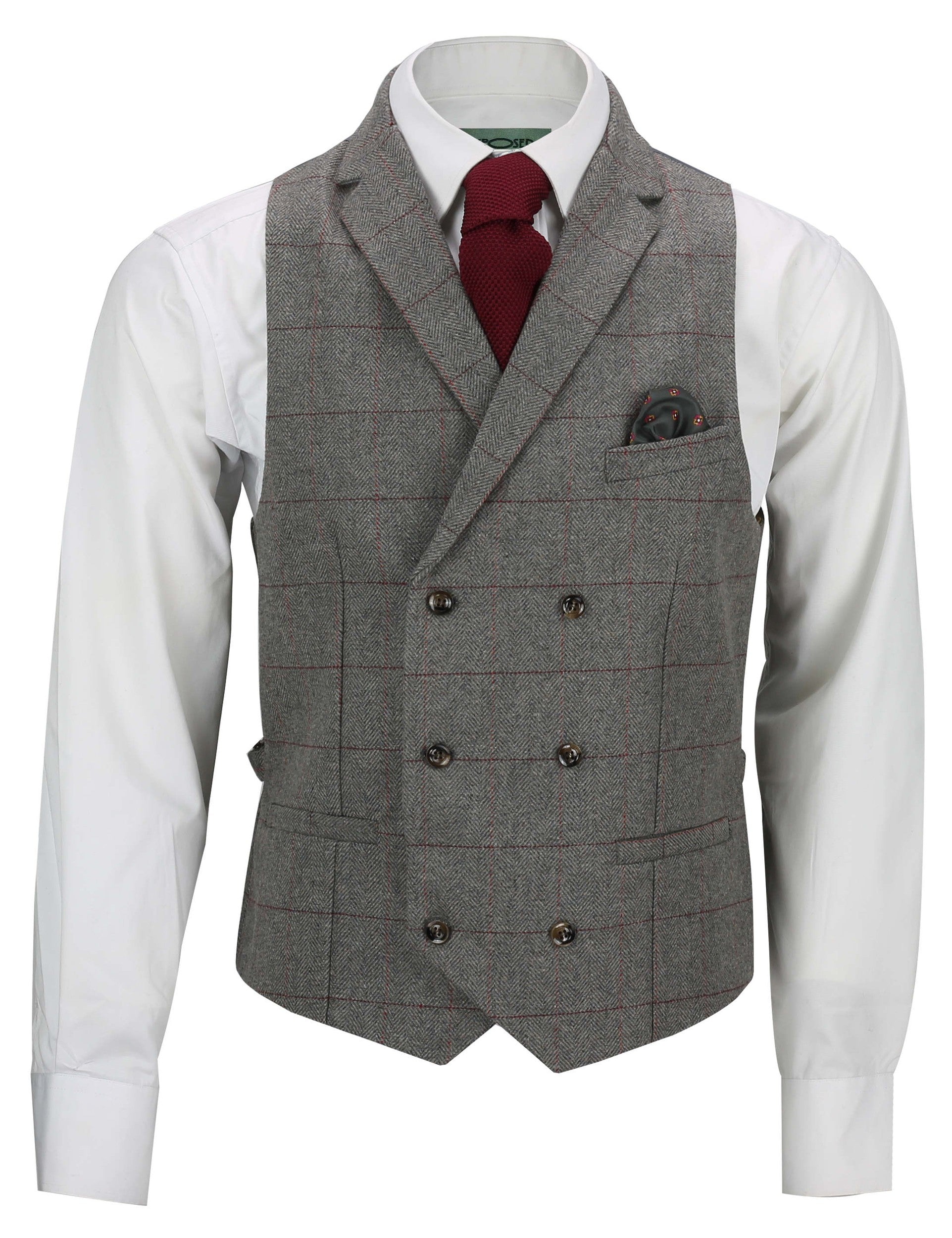 KANO – HERRINGBONE DOUBLE BREASTED GREY WAISTCOAT