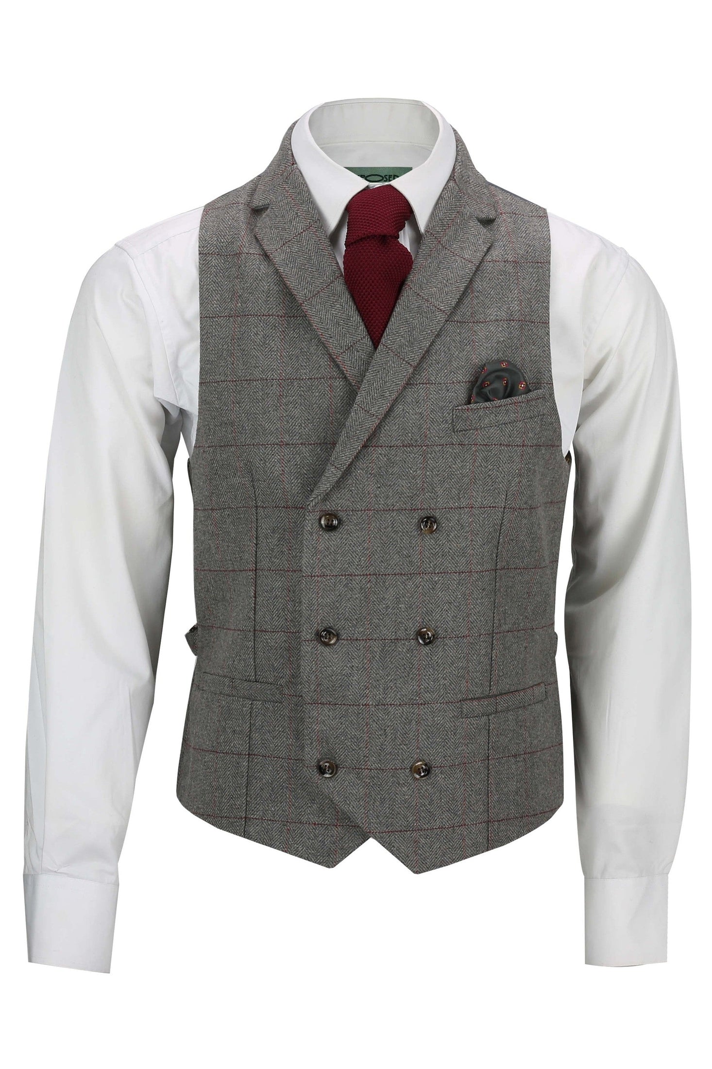 KANO – HERRINGBONE DOUBLE BREASTED GREY WAISTCOAT