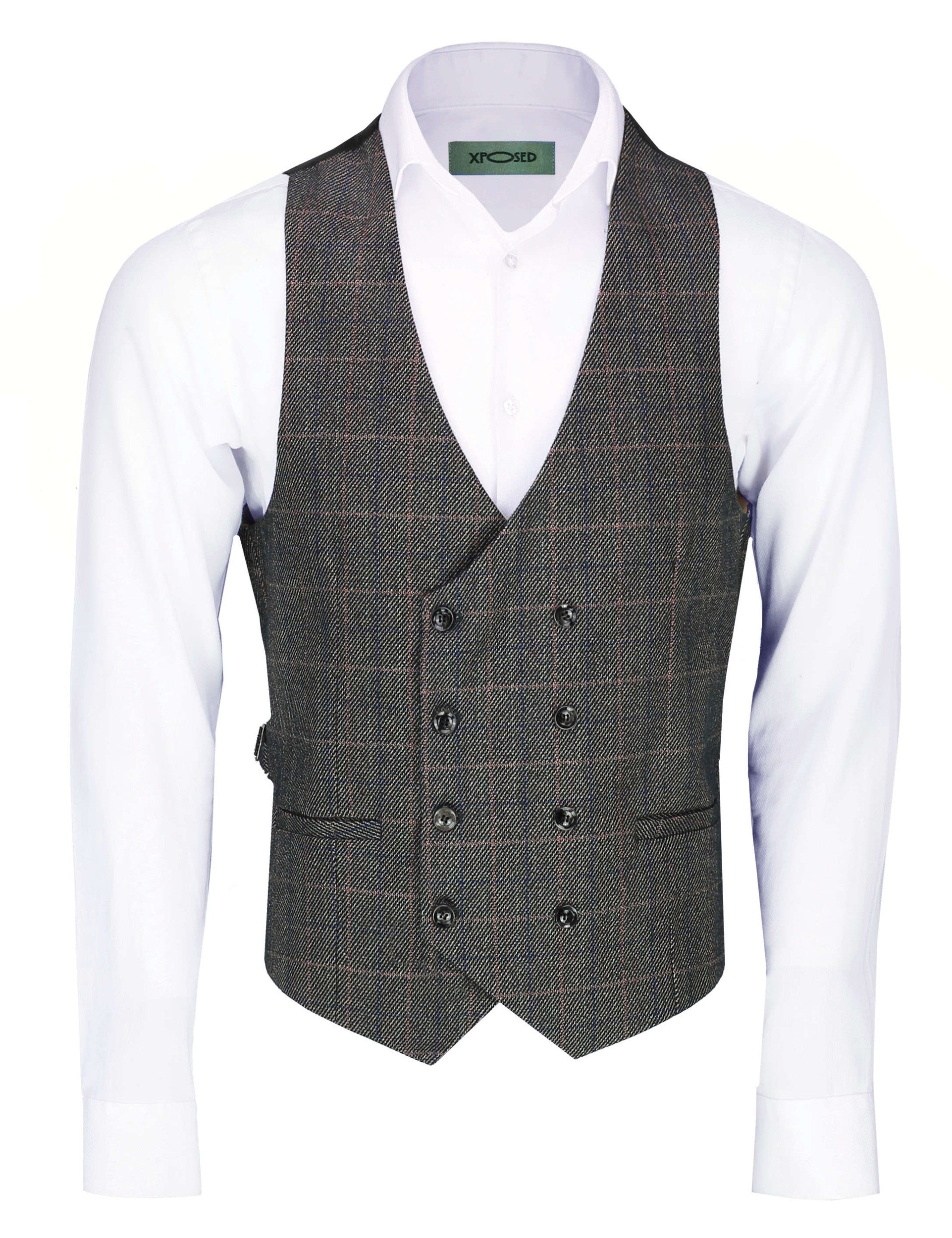 CARER – DOUBLE BREASTED TWEED BROWN WAISTCOAT