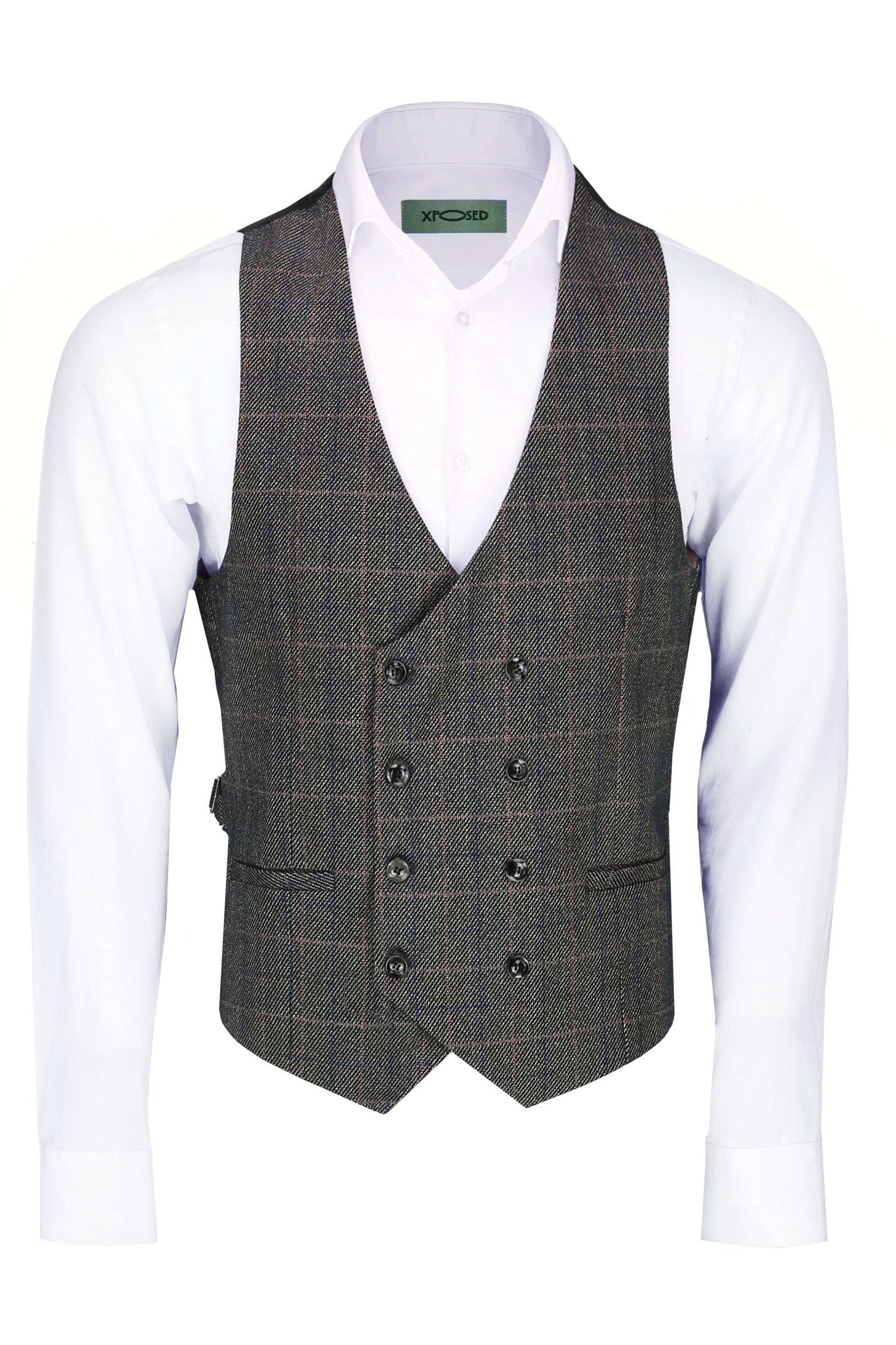 CARER – DOUBLE BREASTED TWEED BROWN WAISTCOAT