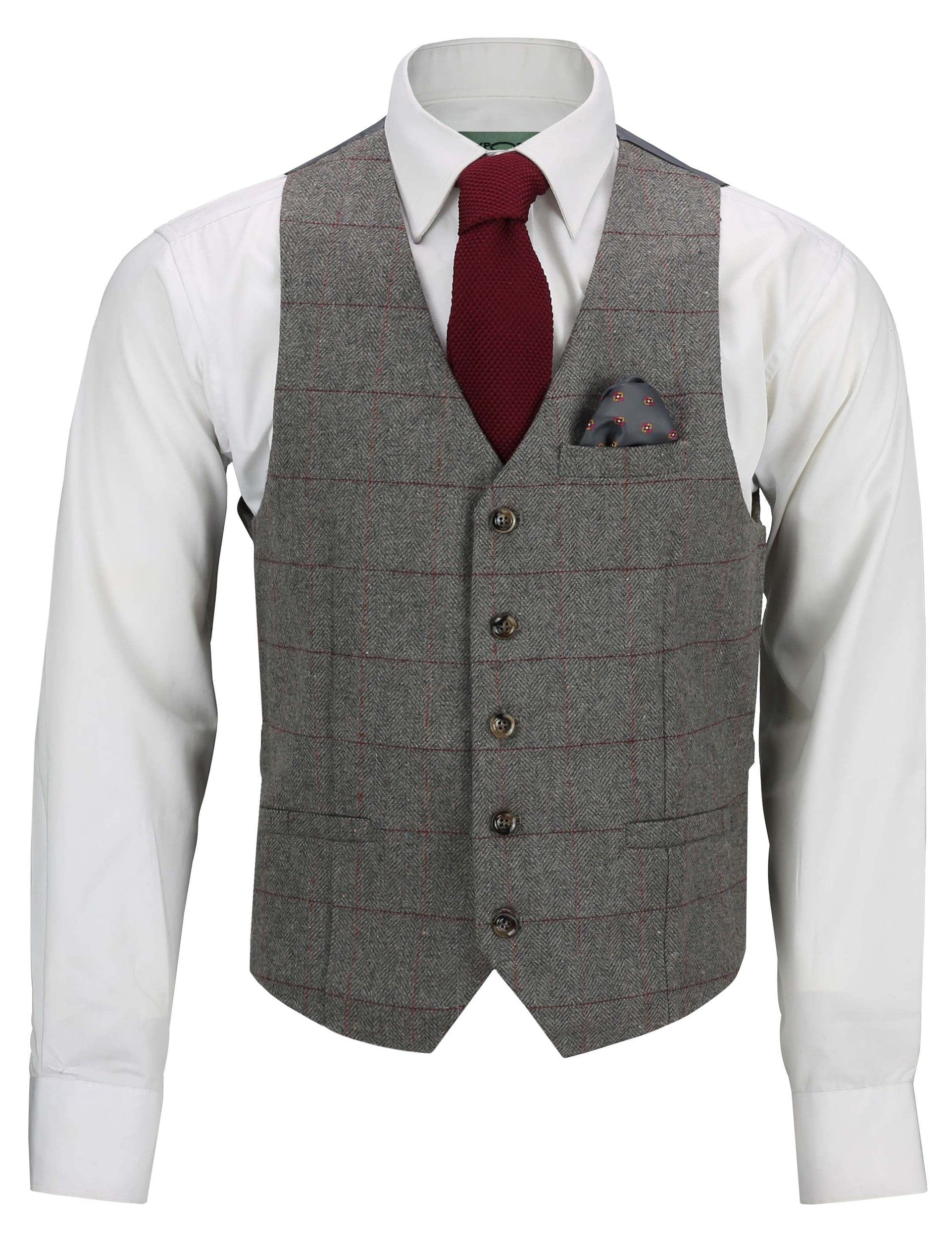 KANO - HERRINGBONE TWEED CHECK GREY WAISTCOAT