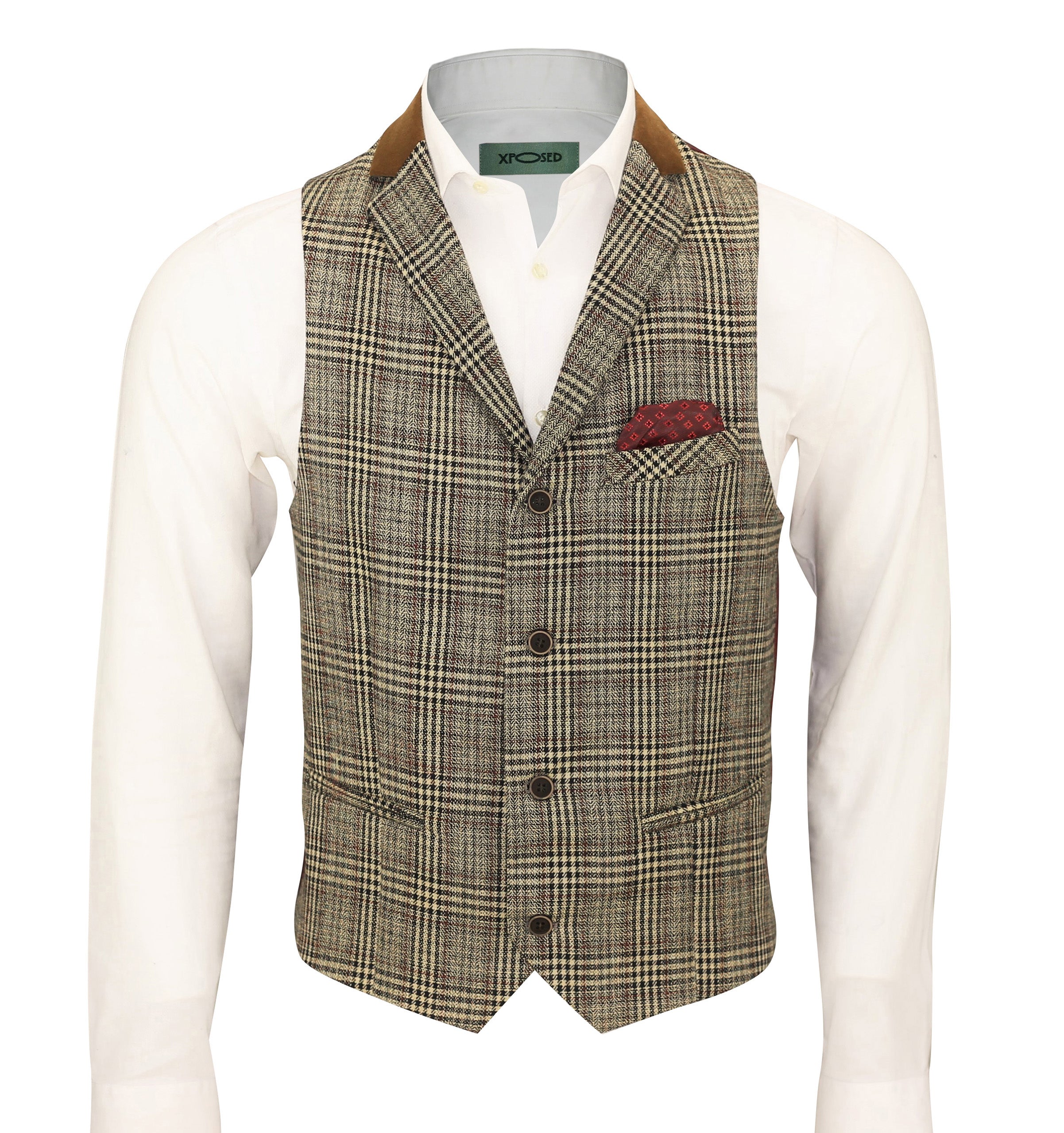 Tweed Brown Collar Waistcoat